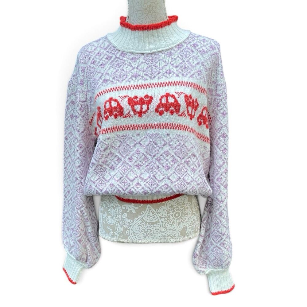 Free People Freya Fair Isle Sweater Large Boho Nordic Ski Lodge Cozy Pullover